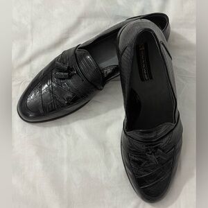 Stacy Adams Mens Black Genuine Snake Skin/Leather Slip On Loafers Shoes Size 13